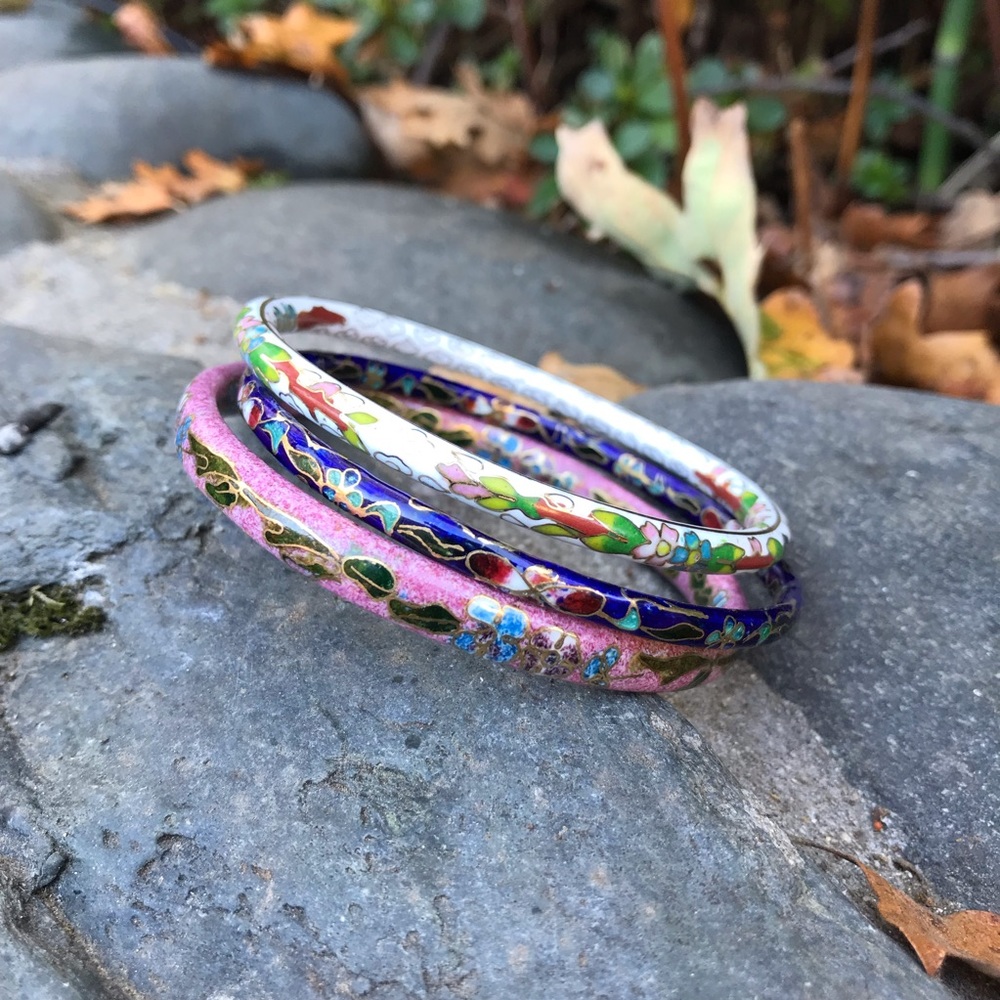 3pc. Floral Bangle Set 🌸